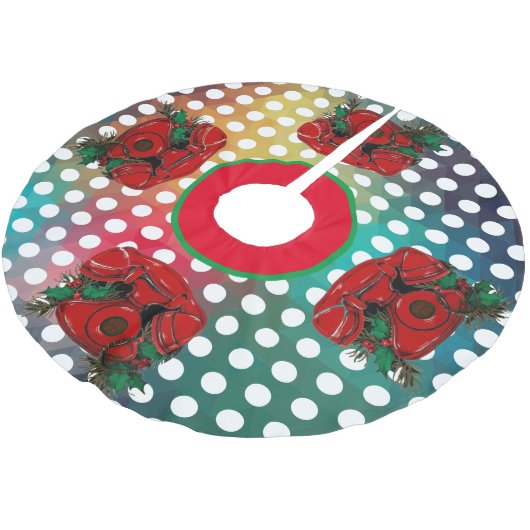 Jupon De Sapin En Polyester Brossé Antique Rouge Téléphone de Noël Coordination (Angle)