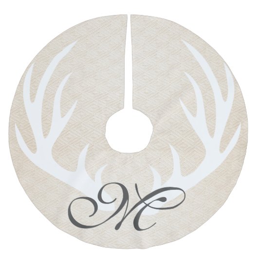 Jupon De Sapin En Polyester Brossé Antlers rustiques de cerfs blancs et Monogramme de (Devant)