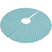 Jupon De Sapin En Polyester Brossé Aqua Blue Quatrefoil blanc (Angle)
