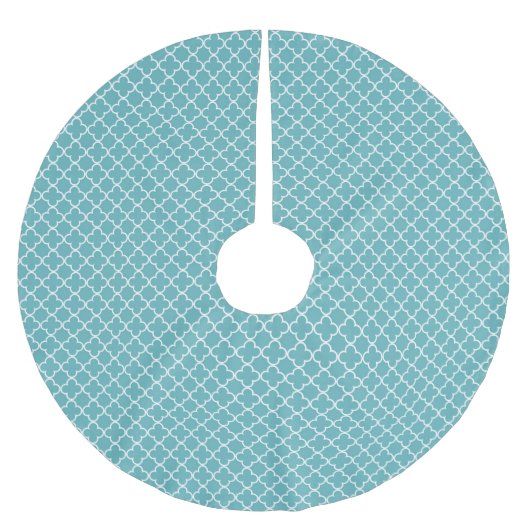 Jupon De Sapin En Polyester Brossé Aqua Blue Quatrefoil blanc (Devant)