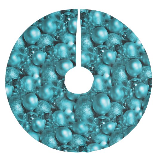 Jupon De Sapin En Polyester Brossé Aqua Christmas Baubles (Devant)