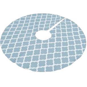 Jupon De Sapin En Polyester Brossé Aquamarine Bleu Trellis Marocain