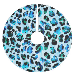 Jupon De Sapin En Polyester Brossé Aquarelle Abstraite Motif de peau léopard