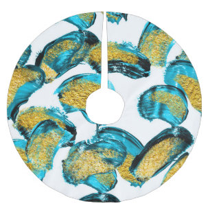 Jupon De Sapin En Polyester Brossé Aquarelle bleu, turquoise, or art.