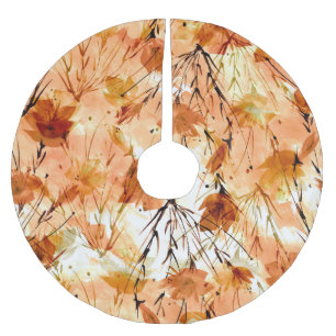 Jupon De Sapin En Polyester Brossé Aquarelle Botaniques : Motif Plante Vintage.