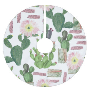 Jupon De Sapin En Polyester Brossé Aquarelle Cactus Motif de peinture transparente