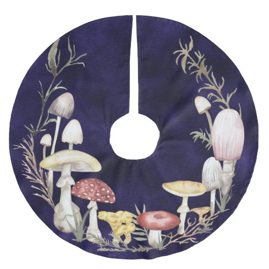 Jupon De Sapin En Polyester Brossé Aquarelle Champignons Champignons Noël Fête Bruxel (Devant)