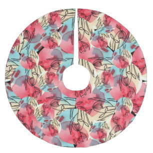 Jupon De Sapin En Polyester Brossé Aquarelle chaude froide Florale géométrique