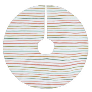 Jupon De Sapin En Polyester Brossé Aquarelle colorée rayures Noël