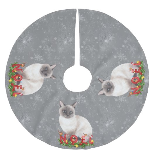 Jupon De Sapin En Polyester Brossé Aquarelle de chats siamois (Devant)