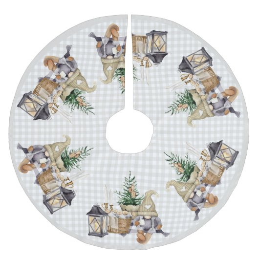 Jupon De Sapin En Polyester Brossé Aquarelle de Noël Agritourisme BOHO Gnomes (Devant)