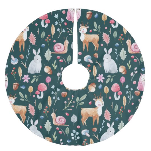 Jupon De Sapin En Polyester Brossé Aquarelle Fairy Forest Motif pour enfants (Devant)