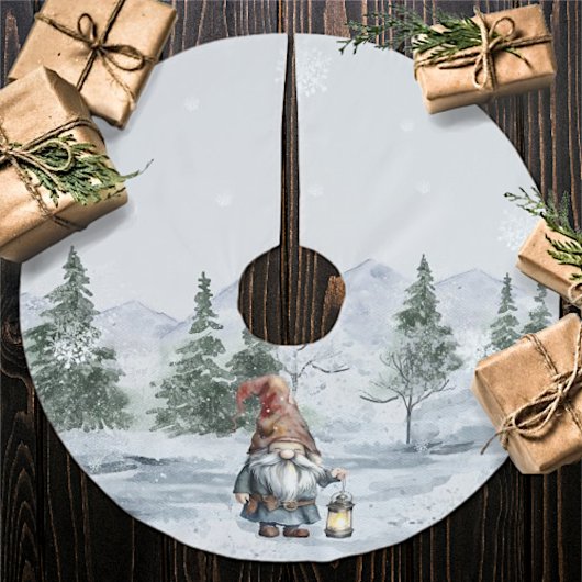 Jupon De Sapin En Polyester Brossé Aquarelle hiver Gnome de Noël