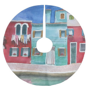 Jupon De Sapin En Polyester Brossé Aquarelle Italie : Main tirée