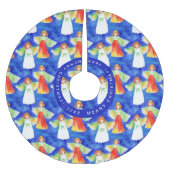 Jupon De Sapin En Polyester Brossé Aquarelle Jolie couleur Anges de Noël (Devant)