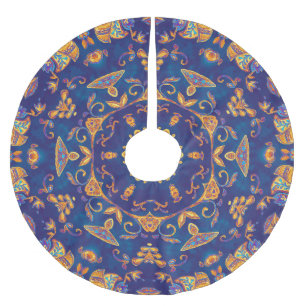 Jupon De Sapin En Polyester Brossé Aquarelle Kaleidoscope Mandala Oriental Design.