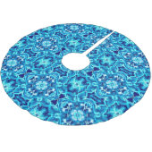Jupon De Sapin En Polyester Brossé Aquarelle Mandala Flower dans les tons bleu Indigo (Angle)