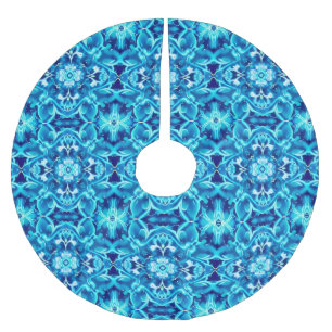 Jupon De Sapin En Polyester Brossé Aquarelle Mandala Flower dans les tons bleu Indigo