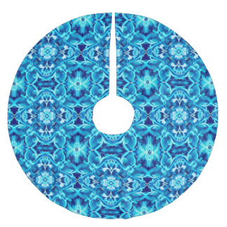 Jupon De Sapin En Polyester Brossé Aquarelle Mandala Flower dans les tons bleu Indigo