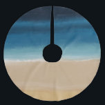 Jupon De Sapin En Polyester Brossé Aquarelle moderne Gold Blue Beach<br><div class="desc">Artistic hand painted brush strokes abstrokes seascape,  beach design,  filled with navy-blue,  indigo,  teal,  sea,  turquoise,  gold,  sand color,  watercolor painting,  brush painted splatters and color paint splashes,  creating a seaside feel. This earth ocean inspecred,  contemporain,  unique artwork is perfect for a modern decor.</div>