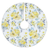 Jupon De Sapin En Polyester Brossé Aquarelle Motif Floral Jaune (Devant)