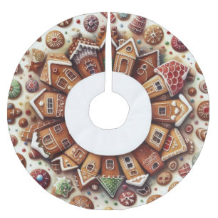 Jupon De Sapin En Polyester Brossé Aquarelle pain d'épices Maison Cookies Noël