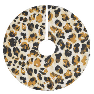 Jupon De Sapin En Polyester Brossé Aquarelle peau léopard, dégradé cravate-teint.