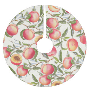 Jupon De Sapin En Polyester Brossé Aquarelle pêche, motif floral transparent.