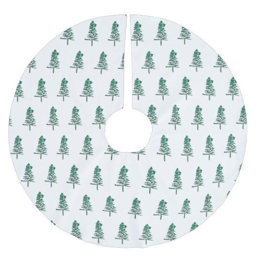 Jupon De Sapin En Polyester Brossé Aquarelle Pine Tree Noël (Devant)
