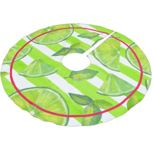 Jupon De Sapin En Polyester Brossé Aquarelle rayée Lime et rose rouge chaud