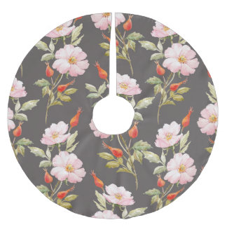 Jupon De Sapin En Polyester Brossé Aquarelle Rose de chien : motif floral foncé