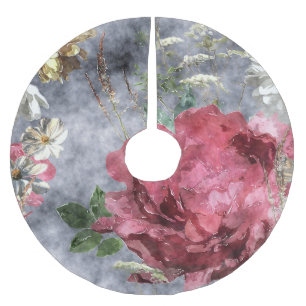 Jupon De Sapin En Polyester Brossé Aquarelle rouge Peony motif floral