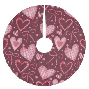 Jupon De Sapin En Polyester Brossé Aquarelle Saint-Valentin : rose Bourgogne