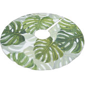 Jupon De Sapin En Polyester Brossé Aquarelle tropicale de Monstera verte (Angle)