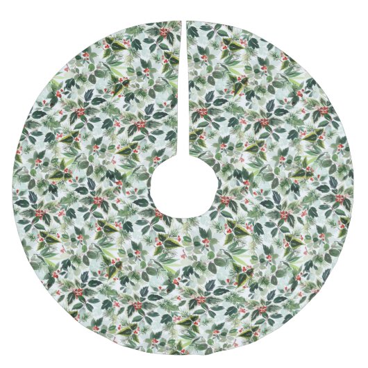 Jupon De Sapin En Polyester Brossé Aquarelle variée Motif d'hiver (Devant)