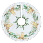 Jupon De Sapin En Polyester Brossé Aquarelle Verdure Chouettes de pin Pinecones Noël (Devant)
