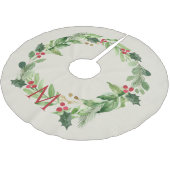 Jupon De Sapin En Polyester Brossé Aquarelle Verdure couronne botanique avec Monogram (Angle)