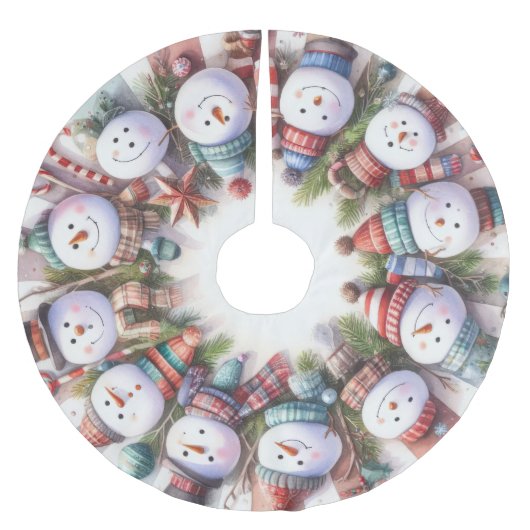 Jupon De Sapin En Polyester Brossé Aquarelle Whimsmen neige Noël (Devant)