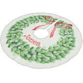 Jupon De Sapin En Polyester Brossé Aquarelle Wire Monogramme Nom Noël (Angle)