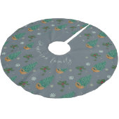 Jupon De Sapin En Polyester Brossé Árbol de navidad con acebo y copos de nieve (Angle)