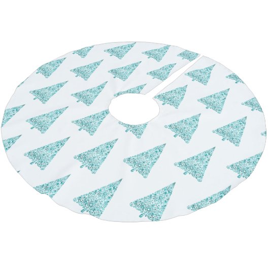 Jupon De Sapin En Polyester Brossé Arbre de Noël blanc Aqua Bleu Éperche (Angle)