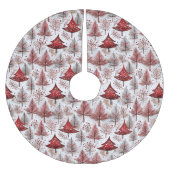 Jupon De Sapin En Polyester Brossé Arbre de Noël blanc rouge Motif #4 ID1009 (Devant)