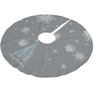 Jupon De Sapin En Polyester Brossé Arbre de Noël bleu et Snowflakes Arbre Jupe
