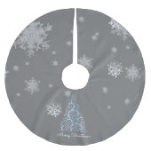 Jupon De Sapin En Polyester Brossé Arbre de Noël bleu et Snowflakes Arbre Jupe (Devant)