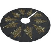 Jupon De Sapin En Polyester Brossé Arbre de Noël doré Motif noir (Angle)