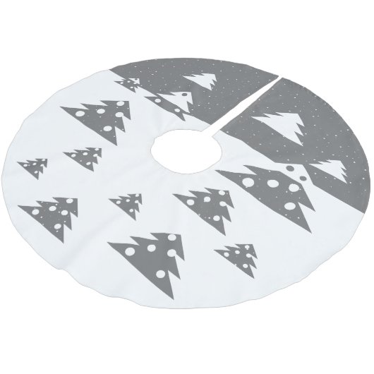 Jupon De Sapin En Polyester Brossé Arbre de Noël gris blanc festif (Angle)