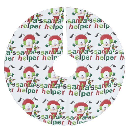 Jupon De Sapin En Polyester Brossé Arbre de Noël Jupe Elf Père Noël Helper (Devant)