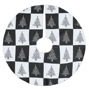 Jupon De Sapin En Polyester Brossé Arbre de Noël noir et blanc