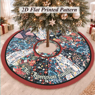 Jupon De Sapin En Polyester Brossé Arbre de Noël personnalisé en patchwork floral chi