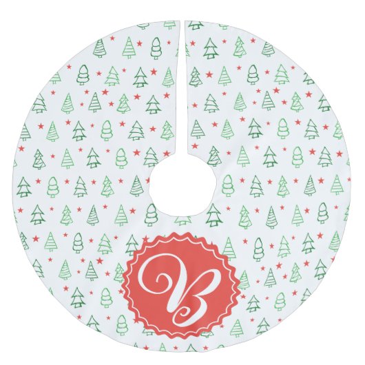 Jupon De Sapin En Polyester Brossé Arbre de Noël rouge et vert (Devant)